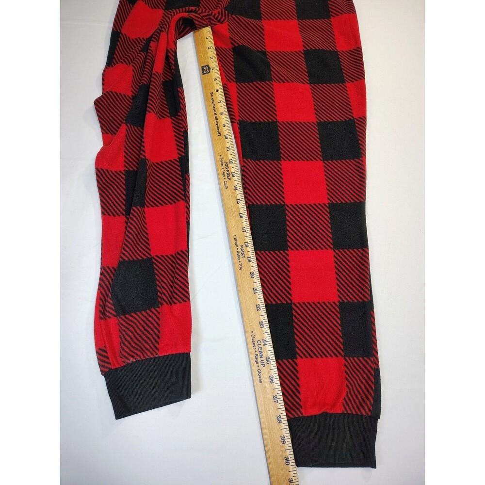 Holiday Time Sz M Red Black Buffalo Plaid Fleece Pajama Pants Christmas - Picture 4 of 14